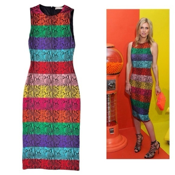 ALICE + OLIVIA Delora Rainbow Snake Print Midi Dress VGUC - Picture 1 of 16